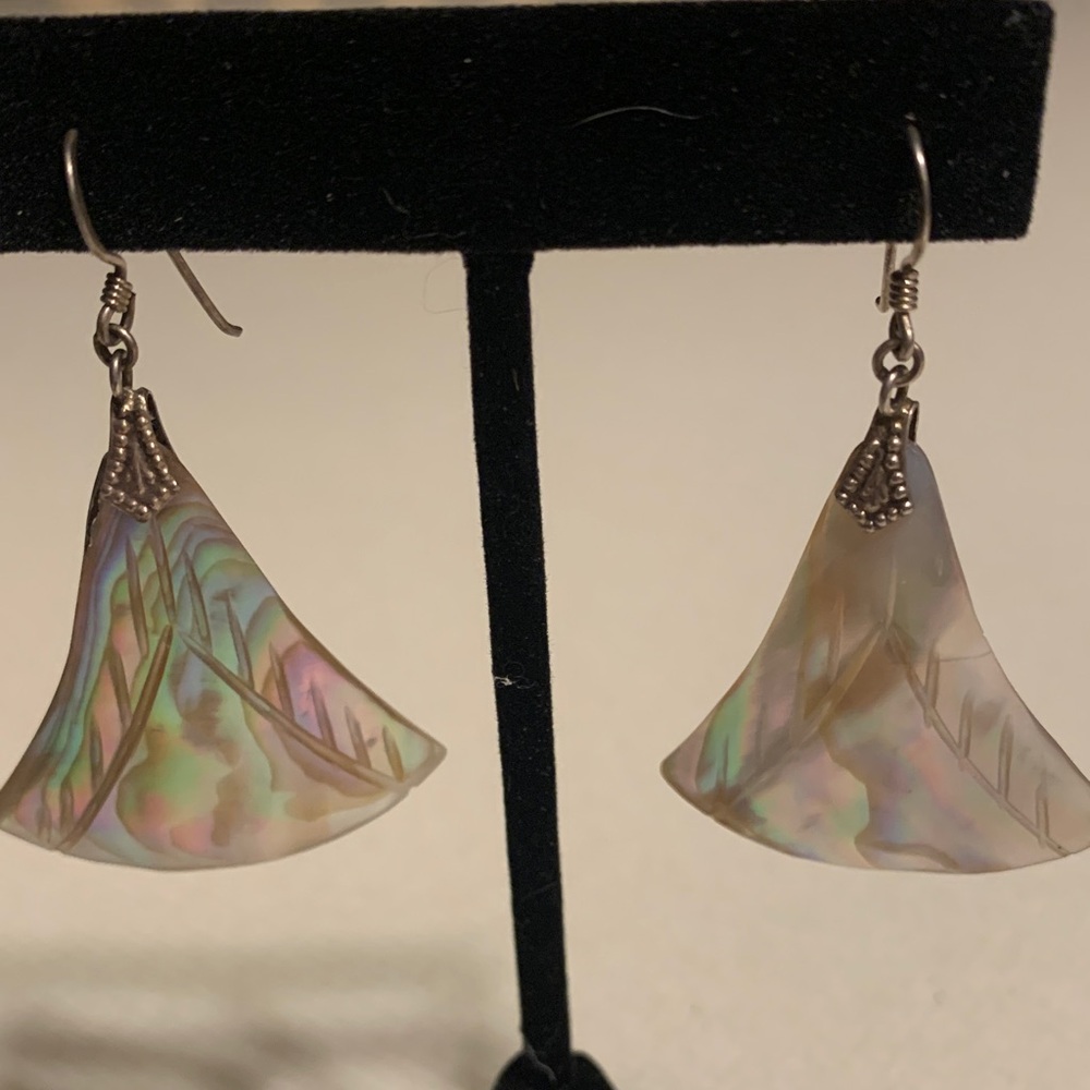 Vintage Iridescent Abalone Shell Earrings